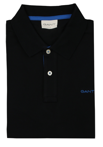 Produktbild für 'GANT Regular Polo Halbarm geknpfter Polokragen Stretch Pique schwarz'