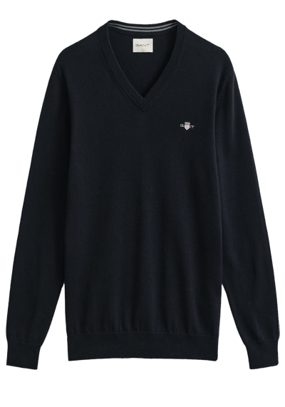 Produktbild f&uuml;r 'GANT Regular Pullover Langarm V-Ausschnitt Strick schwarz'