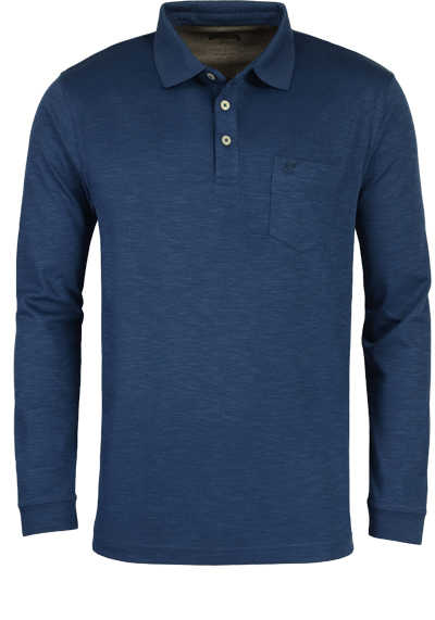 HAJO Softshirt Polo geknöpft Langarm Brusttasche nachtblau