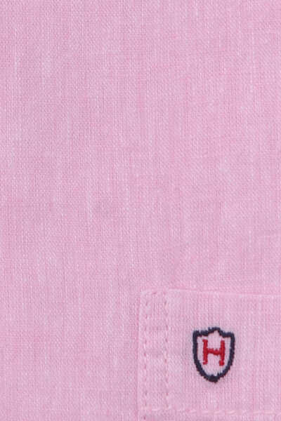 HATICO Regular Fit Hemd Halbarm Stehkragen Struktur rosa