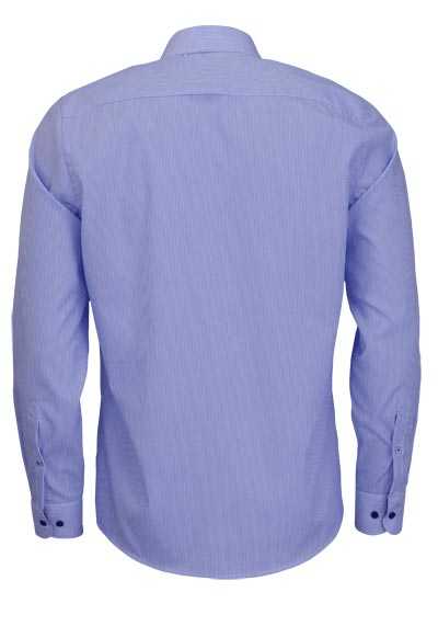 HATICO Modern Fit Hemd Langarm Haifischkragen Streifen blau