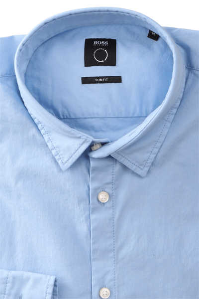 BOSS Slim Fit Hemd MAGNETON_1 Langarm New Kent Kragen blau