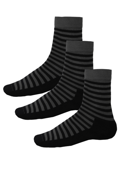 Produktbild f&uuml;r 'HIRSCH NATUR Socken 3er Pack lang Ringel schwarz'