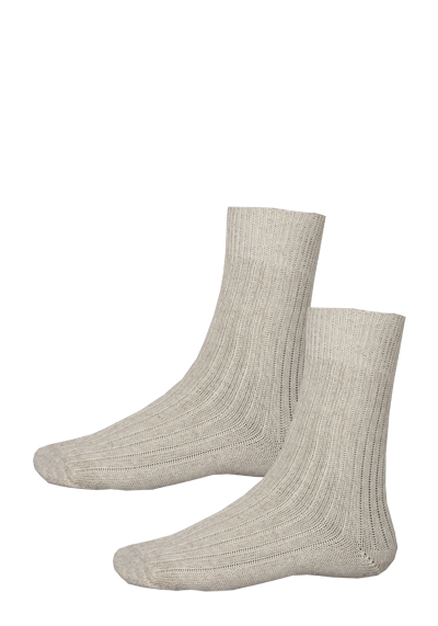 Produktbild f&uuml;r 'HIRSCH NATUR Socken Schurwoll-Baumwoll-Leinenmix Strick beige'