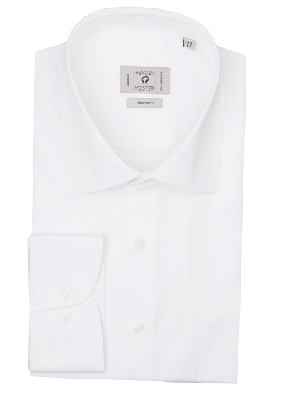 HEMDEN MEISTER Comfort Fit Hemd Langarm New Kent Kragen Feintwill wei�
