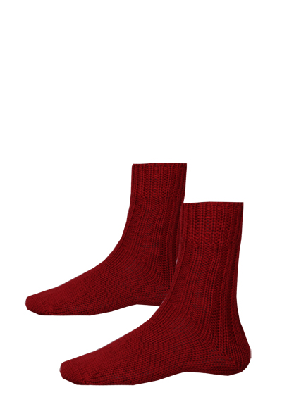 HIRSCH NATUR Norwegersocken Schurwolle Strick dunkelrot
