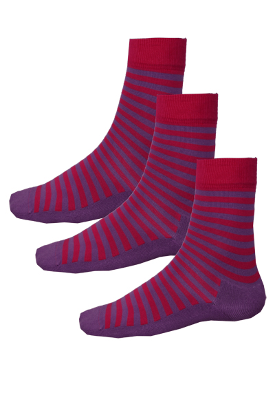 Produktbild f�r 'HIRSCH NATUR Socken 3er Pack lang Ringel pink'