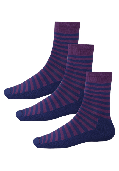 HIRSCH NATUR Socken 3er Pack lang Ringel lila preisreduziert