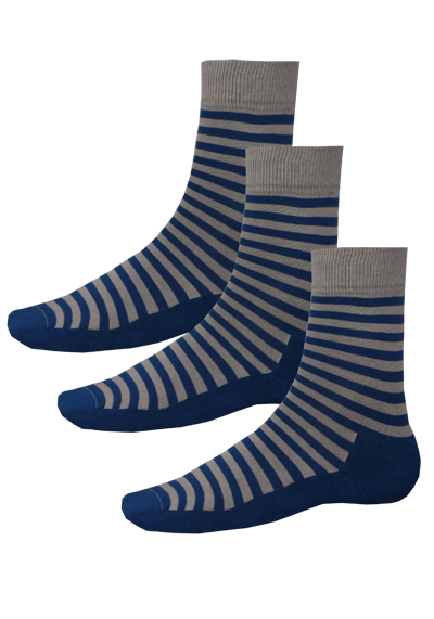 Produktbild f�r 'HIRSCH NATUR Socken 3er Pack lang Ringel blau'