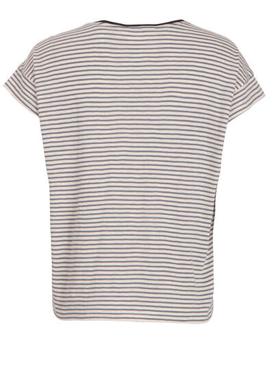 Produktbild fr 'INDI & COLD Kurzarm T-Shirt Rundhals Brusttasche reine Baumwolle Ringel blau'