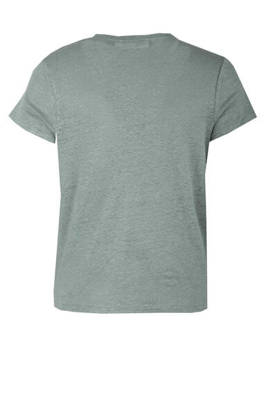 Produktbild fr 'INDI & COLD T-Shirt Halbarm V-Ausschnitt Leinen jadegrn'