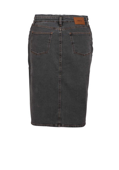 Produktbild fr 'IDANO Jeansrock 5-Pocket Ziernhte Butten-Zipp-Verschluss Uni mittelgrau'
