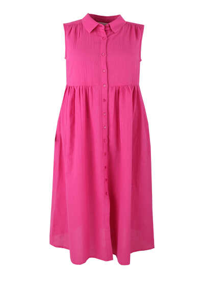 INDI & COLD Kleid ohne Arm Hemdenkragen geknpft pink