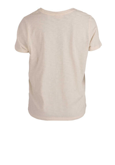 Produktbild fr 'LOUIZON Kurzarm T-Shirt LASUNSET Rundhals Front-Print beige'