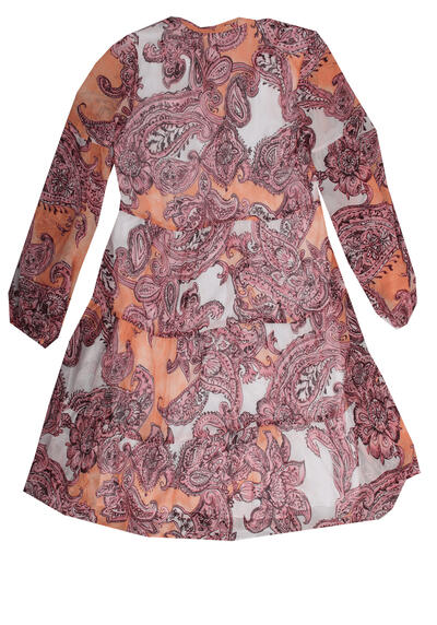 Produktbild fr 'MARC AUREL Kleid Langarm Chiffon geknpft Paisley-Print orange'