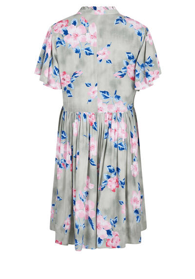 Produktbild fr 'MARC AUREL Kleid Kurzarm Kelchkragen Rschen Blumen Muster oliv'