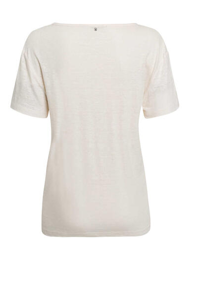 Produktbild fr 'MARC AUREL Kurzarm T-Shirt V-Ausschnitt Statement-Print beige'