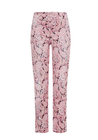 MARC AUREL Slim Fit Jeans 5-Pocket Reiverschluss Paisley-Muster rosa