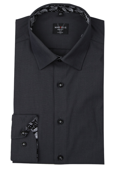 Produktbild f&uuml;r 'MARVELIS Body Fit Hemd Langarm New Kent Kragen Chambray schwarz'
