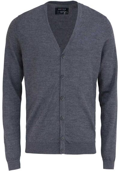 MARVELIS Cardigan Langarm mit Knopfleiste aus Merino dunkelgrau