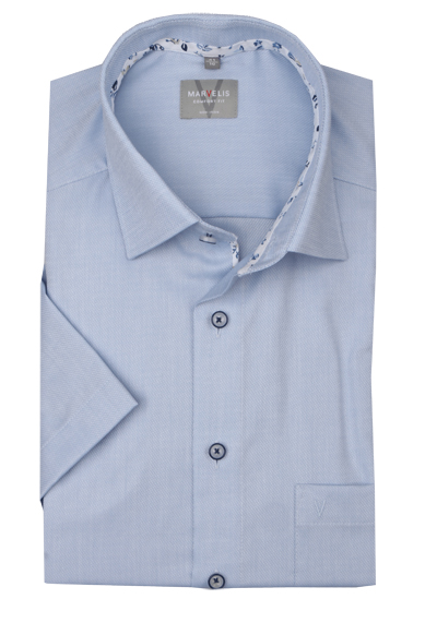 Produktbild für 'MARVELIS Comfort Fit Hemd Halbarm New Kent Kragen Struktur hellblau'