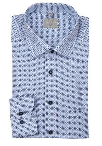 Produktbild f&uuml;r 'MARVELIS Comfort Fit Hemd Langarm New Kent Kragen Muster blau'