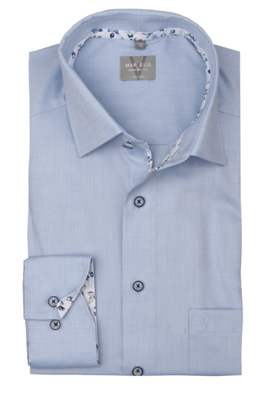Produktbild für 'MARVELIS Comfort Fit Hemd Langarm New Kent Kragen Struktur hellblau'