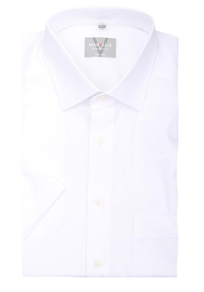 Produktbild f&uuml;r 'MARVELIS Modern Fit Hemd Halbarm New Kent Kragen Popeline wei�'