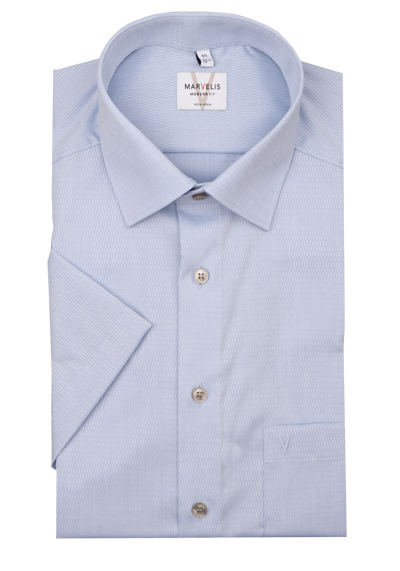 Produktbild f&uuml;r 'MARVELIS Modern Fit Hemd Halbarm New Kent Kragen Struktur hellblau'