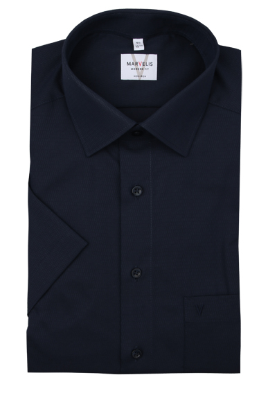 Produktbild f&uuml;r 'MARVELIS Modern Fit Hemd Halbarm New Kent Kragen Struktur nachtblau'