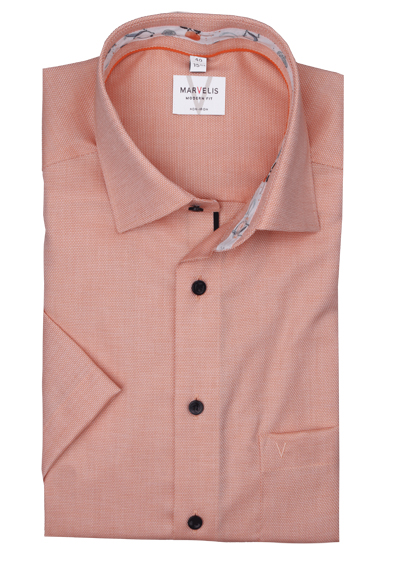 Produktbild f&uuml;r 'MARVELIS Modern Fit Hemd Halbarm New Kent Kragen Struktur orange'