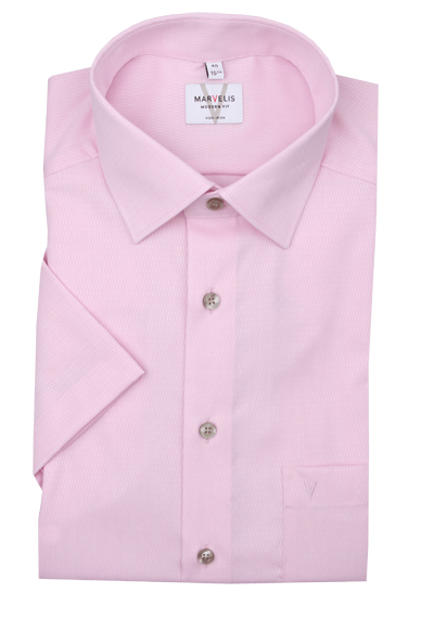 Produktbild f&uuml;r 'MARVELIS Modern Fit Hemd Halbarm New Kent Kragen Struktur rosa'