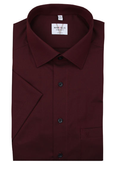 Produktbild f&uuml;r 'MARVELIS Modern Fit Hemd Halbarm New Kent Kragen Struktur rot'