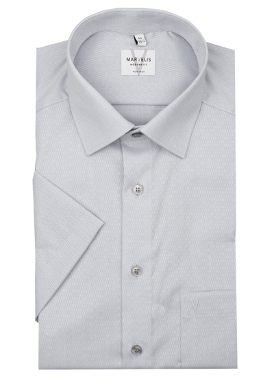 Produktbild f&uuml;r 'MARVELIS Modern Fit Hemd Halbarm New Kent Kragen Struktur silber'