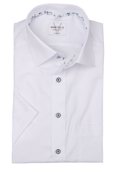 Produktbild für 'MARVELIS Modern Fit Hemd Halbarm New Kent Kragen Struktur wei'