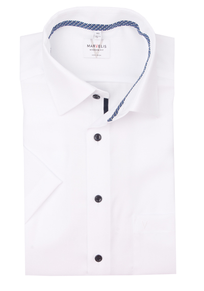 Produktbild f&uuml;r 'MARVELIS Modern Fit Hemd Halbarm New Kent Kragen Struktur wei�'