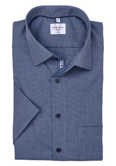 Produktbild für 'MARVELIS Modern Fit Hemd Halbarm New Kent Kragen rauchblau'