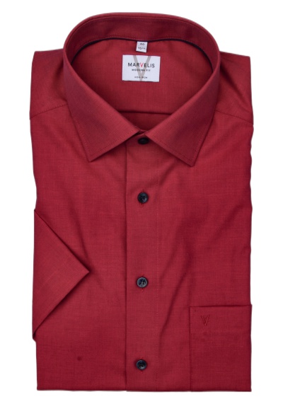 Produktbild für 'MARVELIS Modern Fit Hemd Halbarm New Kent Kragen weinrot'