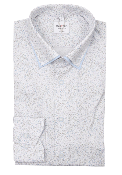 Produktbild f&uuml;r 'MARVELIS Modern Fit Hemd Langarm Doppelkragen Blumenmuster wei�'