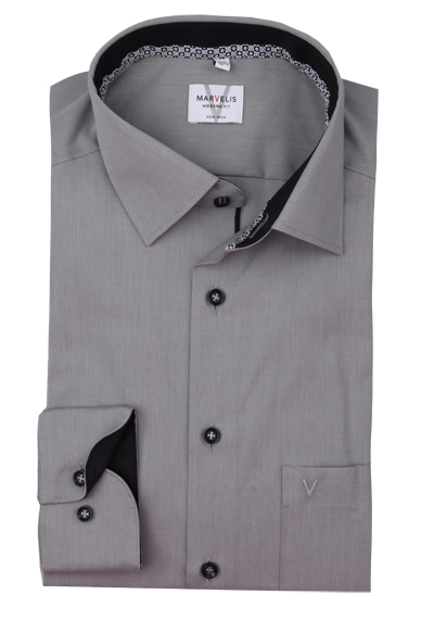 Produktbild f&uuml;r 'MARVELIS Modern Fit Hemd Langarm Doppelkragen Chambray grau'