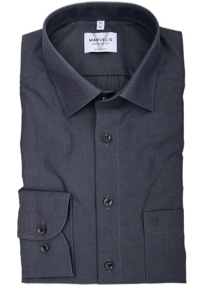Produktbild f&uuml;r 'MARVELIS Modern Fit Hemd Langarm New Kent Kragen Chambray anthrazit'