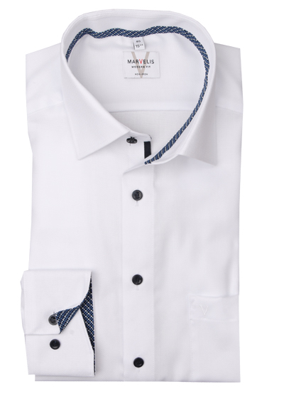 Produktbild für 'MARVELIS Modern Fit Hemd Langarm New Kent Kragen Struktur wei'