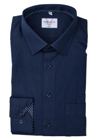 Produktbild für 'MARVELIS Modern Fit Hemd Langarm New Kent Kragen navy'