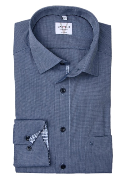 Produktbild für 'MARVELIS Modern Fit Hemd Langarm New Kent Kragen rauchblau'