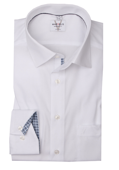 Produktbild für 'MARVELIS Modern Fit Hemd Langarm New Kent Kragen wei'