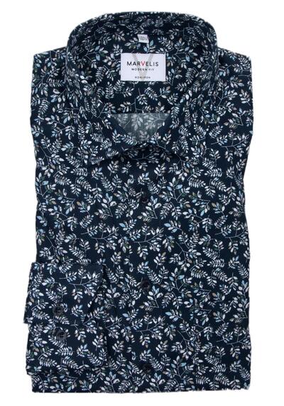 Produktbild für 'MARVELIS Modern Fit Hemd extra langer Arm New Kent Kragen Muster hellblau'