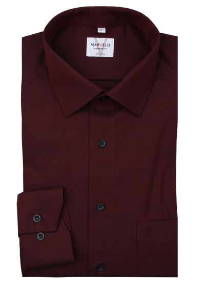 Produktbild f&uuml;r 'MARVELIS Modern Fit Hemd extra langer Arm New Kent Kragen Struktur rot'