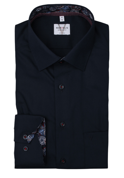 Produktbild für 'MARVELIS Modern Fit Hemd extra langer Arm New Kent Kragen navy'