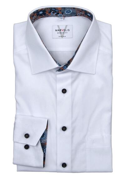 Produktbild für 'MARVELIS Modern Fit Hemd extra langer Arm New Kent Kragen wei'