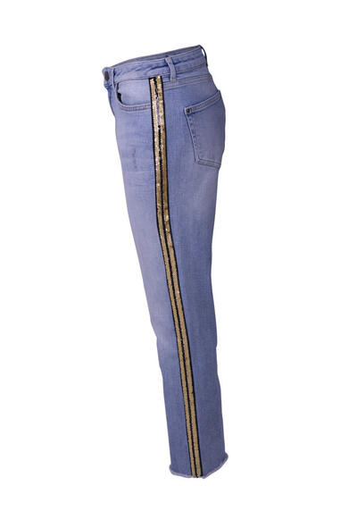 Produktbild fr 'MOS MOSH Straight Jeans SUNN FRILL GLAM Paillettenzierband blau'